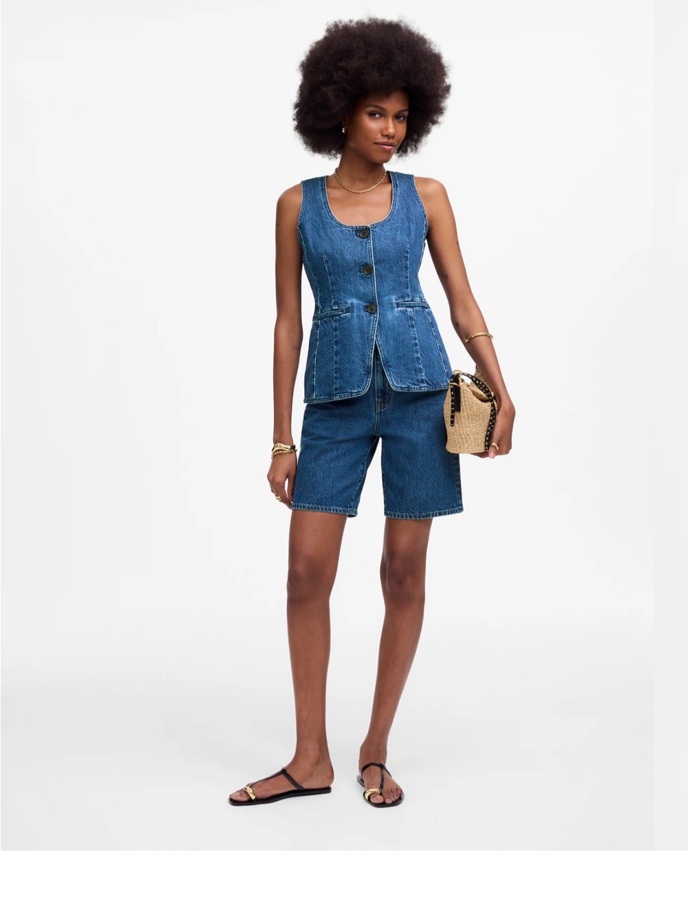 NWT Madewell Denim Scoopneck Cutaway Vest in Dowe Wash